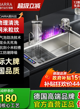德国CIARRA厨房水槽超声波气泡洗多功能洗菜盆AS03不锈钢米粒压纹
