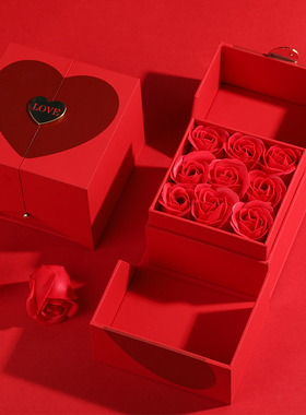 LUCKY BEAD/好运珠玫瑰花饰品礼盒七夕情人节双层抽屉项链首饰盒