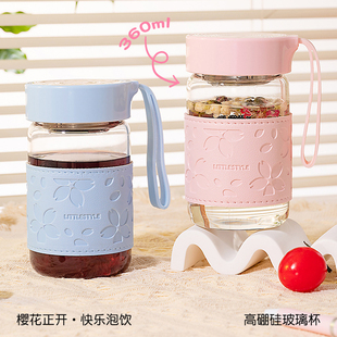 高硼硅耐高温玻璃杯子女ins高颜值玻璃水杯女款便携小泡茶随手杯