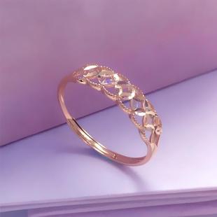 俄罗斯585紫金戒指女款轻奢精致礼物时尚简约设计感气质百搭小众