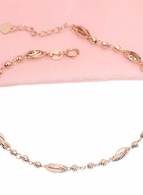 俄罗斯585紫金玫瑰金转运珠手链镀18k简约气质设计感女士精致礼物