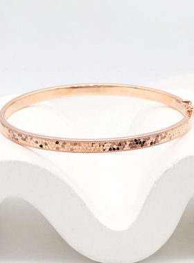 俄罗斯585紫金手镯女款时尚镀14K玫瑰金满天星手镯轻奢小众高级感