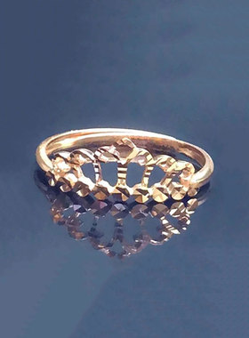 俄罗斯585紫金戒指女款轻奢精致时尚简约设计感小众礼物气质百搭