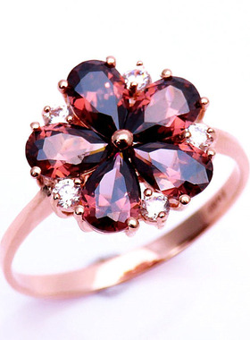 俄罗斯585紫金戒指女款轻奢简约精致礼物时尚小众设计感气质个性