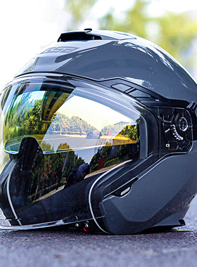 gsb263头盔半盔女摩托车双镜片四分之三头盔男机车复古4分之3头盔