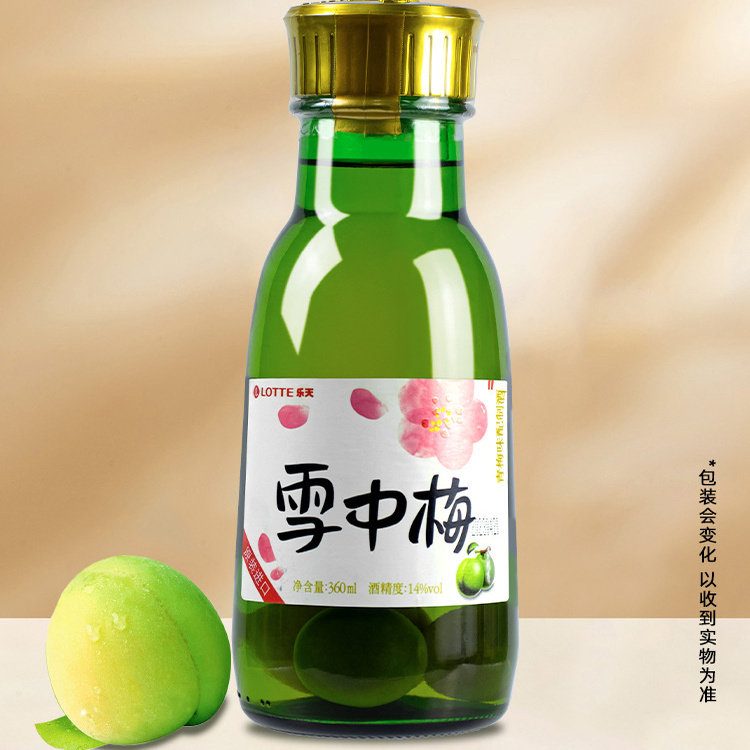 LOTTE乐天雪中梅青梅味配制酒360ml*12瓶整箱浸泡酒韩国进口