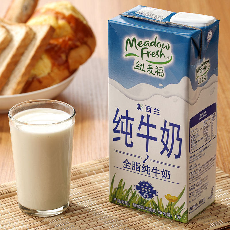 新西兰进口牛奶 纽麦福 3.5g蛋白质高钙全脂牛奶1L*12盒 整箱装