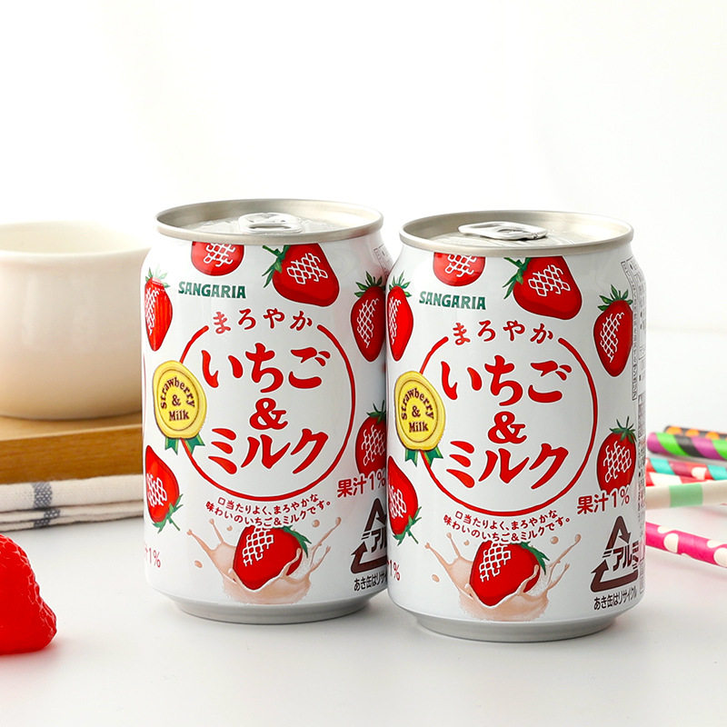 日本进口SANGARIA三佳利草莓牛奶饮料高颜值果汁风味饮品275ml/瓶