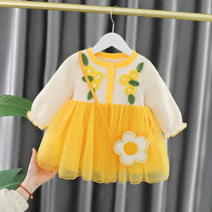 女童连衣裙春秋款 裙子 洋气儿童公主裙时髦婴儿衣服1一4岁宝宝秋装