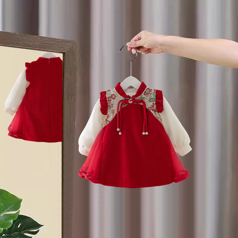 女童汉服连衣裙加绒秋冬季