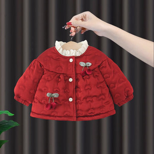 儿童加绒夹棉洋气冬装 加厚保暖宝宝时尚 2025新款 女童棉服外套冬季
