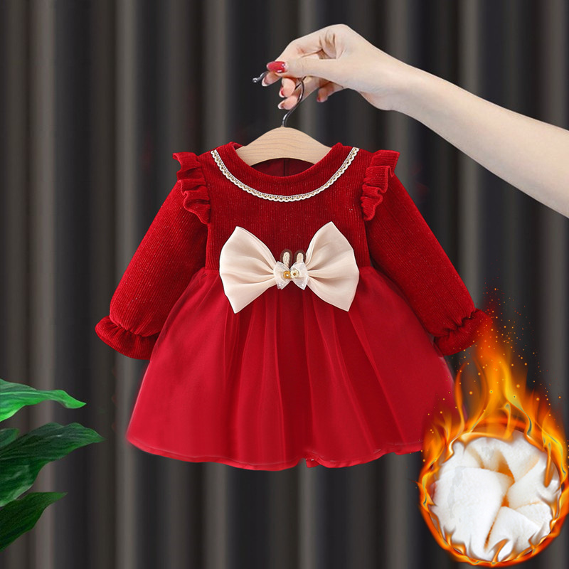 女童冬装加绒连衣裙2025新款童装