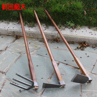 村田稻夫锄头1.2米长锄头防脱三齿耙种菜农具农用园林园艺工具1.2