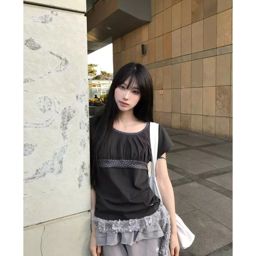韩系女上衣ins泡泡袖修身T恤夏季