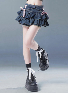 y2k千禧风牛仔半身裙女夏防走光