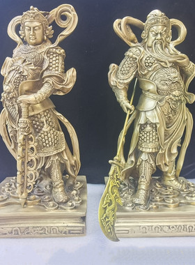 纯铜大号门神秦琼尉迟恭韦陀伽蓝神像家居客厅玄关装饰工艺品摆件
