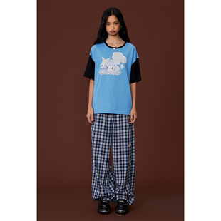 GOODBAI T恤 GOODEES漫画封面女孩图案oversize撞色短袖