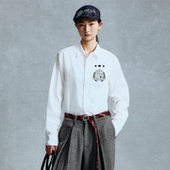 衬衫 GOODBAI 学院组合logo印花翻领oversize长袖