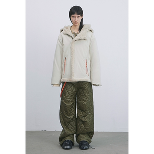 GOODBAI 连帽加绒串珠拉链棉服外套 916