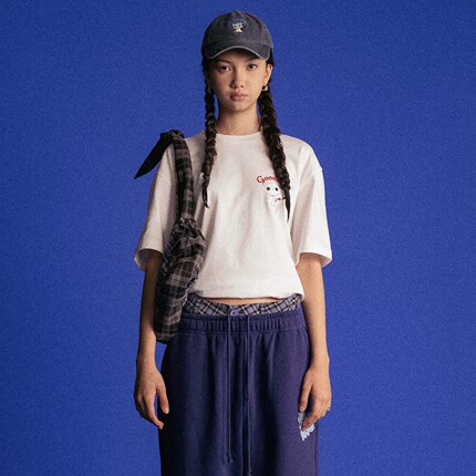 GOODBAI GOODEES 机器小猫logo做旧图案印花oversize短袖T恤