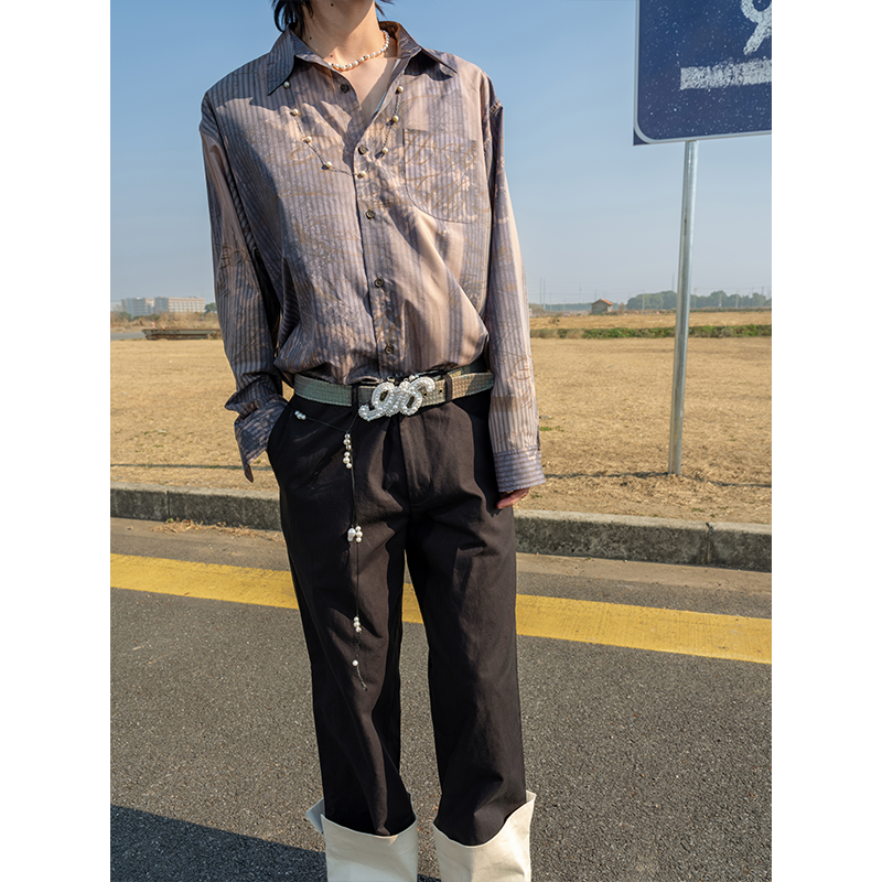 GOODBAI916条纹印花衬衫