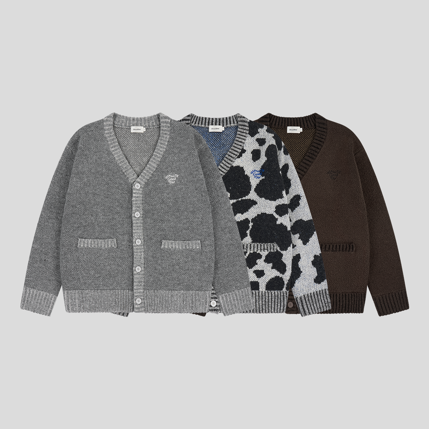 GOODBAI 'HAVE A GOOD DAY'后背印花毛织开衫