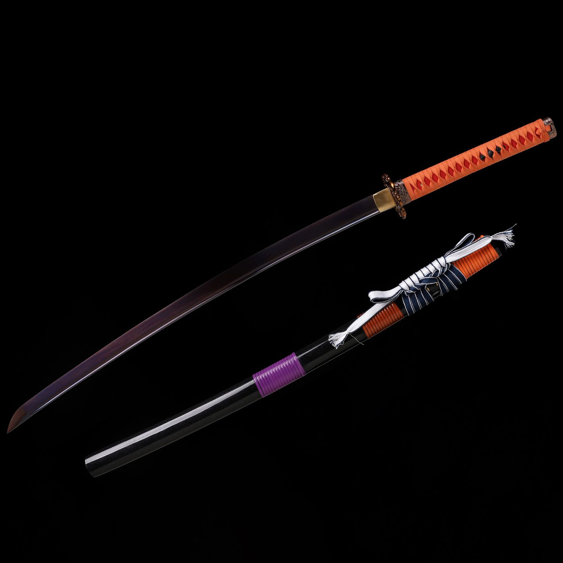 龙泉市刀剑花纹钢一体手工锻打日式指挥刀影视硬宝剑Katana未