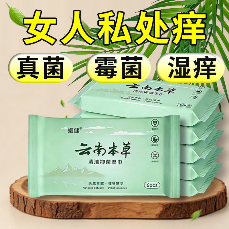 姬健云南本草清洁湿巾女性私密处日常护理便携小包植物精华湿纸巾
