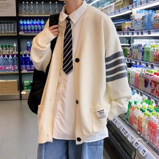 帅气休闲线衣 M10 毛衣外套男潮宽松针织衫 白色开衫 P55 男女同款