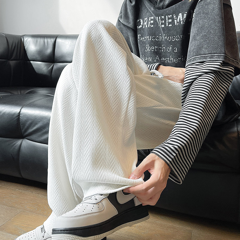 K184春季新款人字纹休闲裤男潮大码宽松直筒裤特P40无差价，男装休闲裤，电商A115