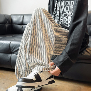 秋季 子 鱼骨纹休闲裤 宽松直筒裤 特P38无差价 男大码 K182