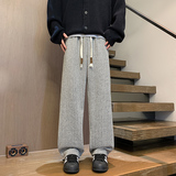 K160条纹编织感小香风直筒休闲裤男潮流复古阔腿裤特P35无差价，男装休闲裤，电商A115