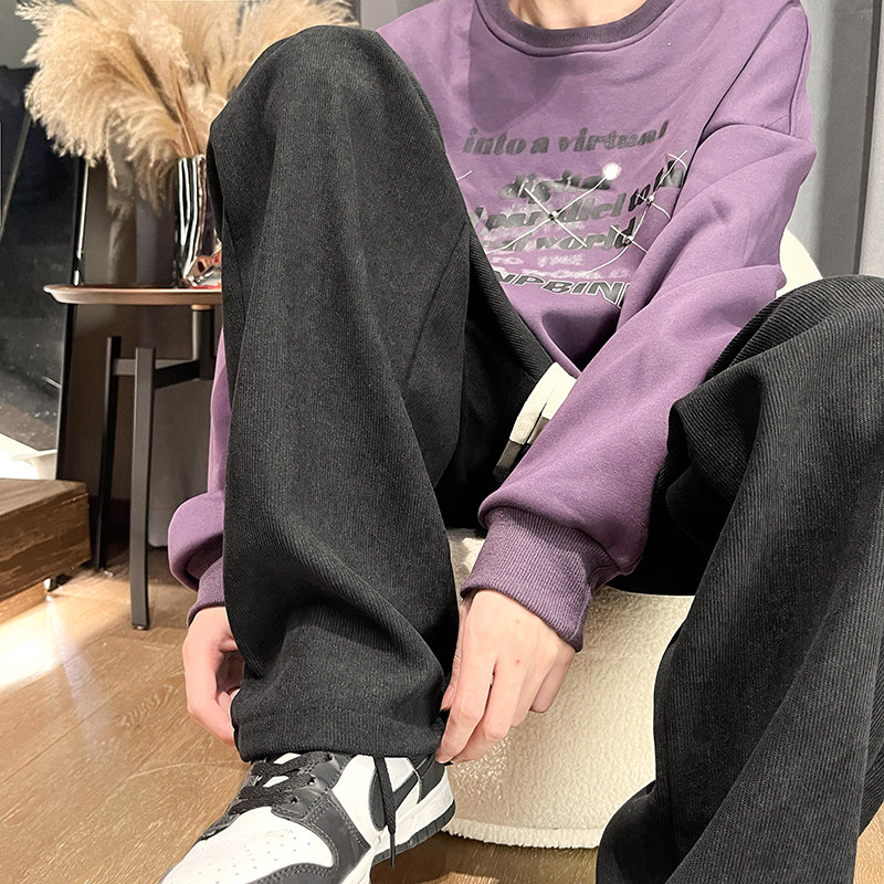 K121大量现货2026秋季新款直筒休闲裤男潮黑色大码系带裤子P40,男装休闲裤,电商A115