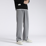 K116港风阔腿裤男大码垂感拖地休闲裤子宽松直筒黑色西裤P45，男装西裤，电商A115