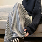 K160条纹编织感小香风直筒休闲裤男潮流复古阔腿裤特P35无差价，男装休闲裤，电商A115