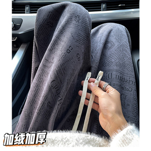 K1001 报纸印花加绒加厚休闲裤男潮大码宽松直筒裤 特P30 加绒P38图片