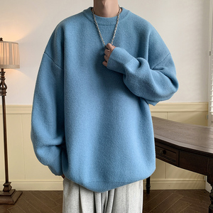 M201 秋冬装纯色套头圆领毛衣男潮宽松线衣针织衫 特价P35 无差价,男装针织衫/毛衣,电商A115