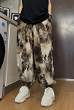 K900新中式风冰丝垂感扎染水墨画灯笼裤宽松束脚休闲裤男P50，男装休闲裤，电商A115