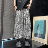 K67风麦穗纹印花灯笼裤男潮宽松休闲裤冰丝垂感阔腿裤P50，男装休闲裤，电商A115
