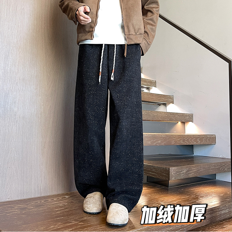 K1000人字纹细闪满天星加绒加厚休闲裤男直筒裤4特P30加绒P38，男装卫衣，电商A115