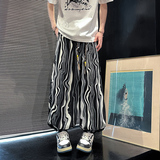 K63风条纹印花灯笼裤男装宽松休闲裤冰丝垂感阔腿裤P50，男装休闲裤，电商A115