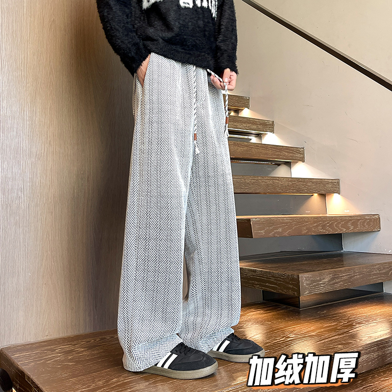 K1000人字纹细闪满天星加绒加厚休闲裤男直筒裤6特P30加绒P38，男装卫衣，电商A115