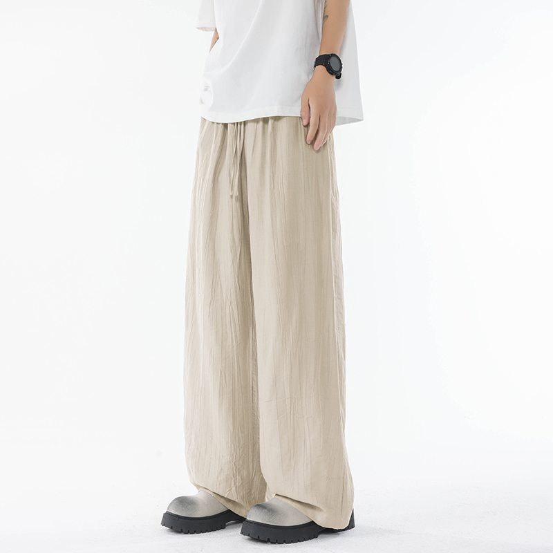 K175竖条纹压花冰丝垂感阔腿裤男薄大码宽松休闲裤特P36无差价，男装休闲裤，电商A115