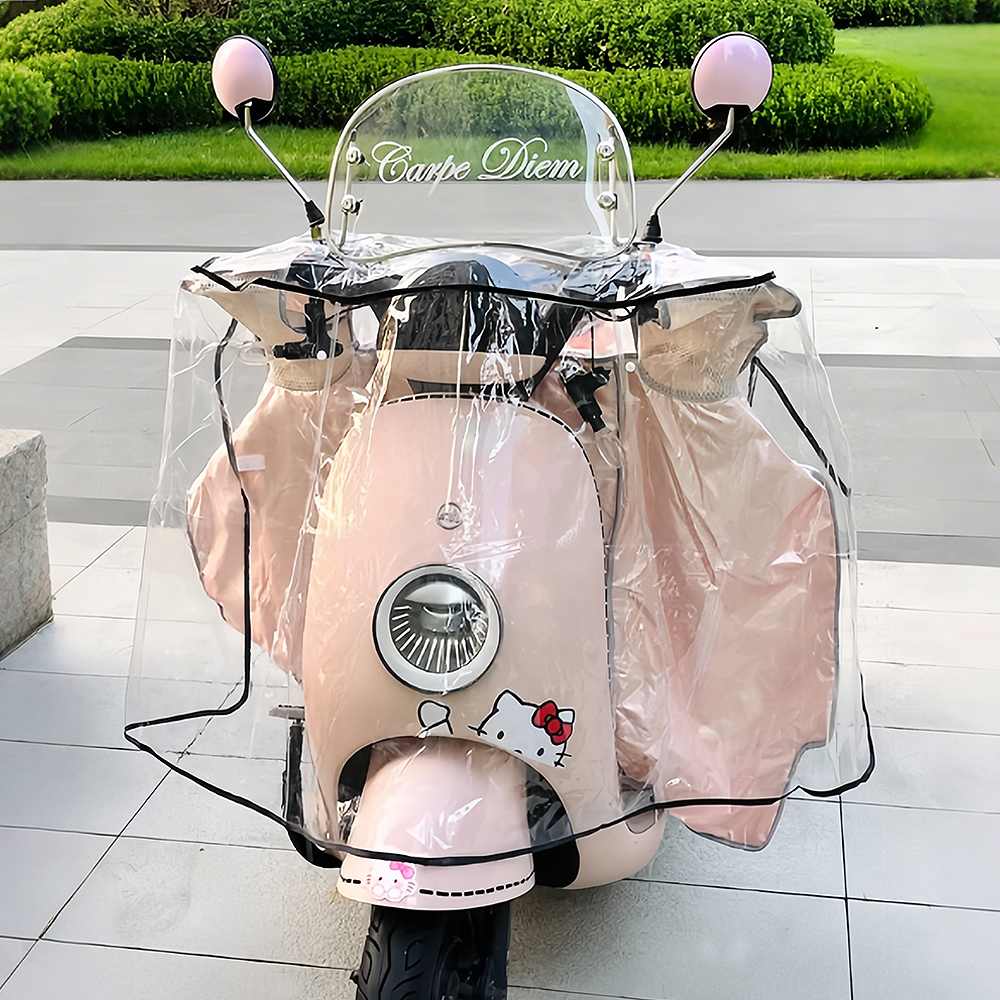 电动车防晒防雨罩三轮车头挡风被防水保护罩透明加大加厚防尘前挡