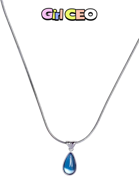 少女CEO【蓝眼泪】水滴吊坠项链女轻奢小众设计感法式复古锁骨链