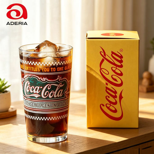 日本ADERIA可口可乐图案玻璃杯