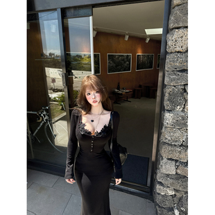 秋澄LeeAutumn 芭比腰臀2.0 显瘦花边内衣+修身鱼尾长袖连衣裙