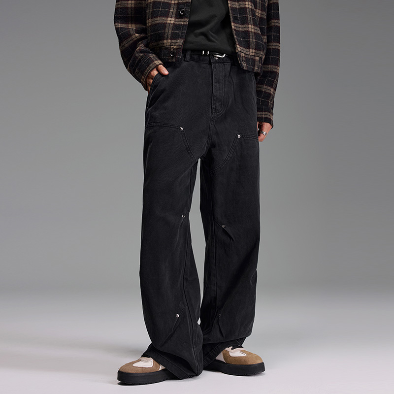 美式复古铆钉工装裤cleanfit