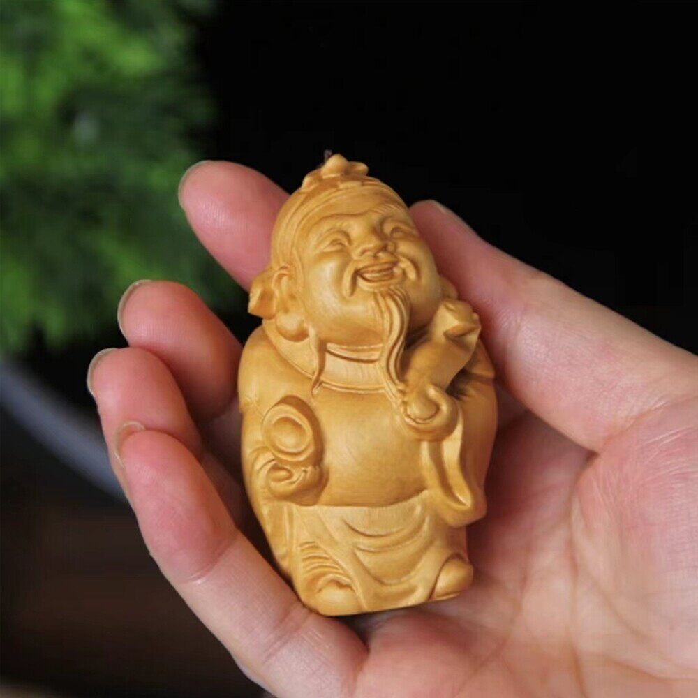 财神爷崖柏招像木雕摆件