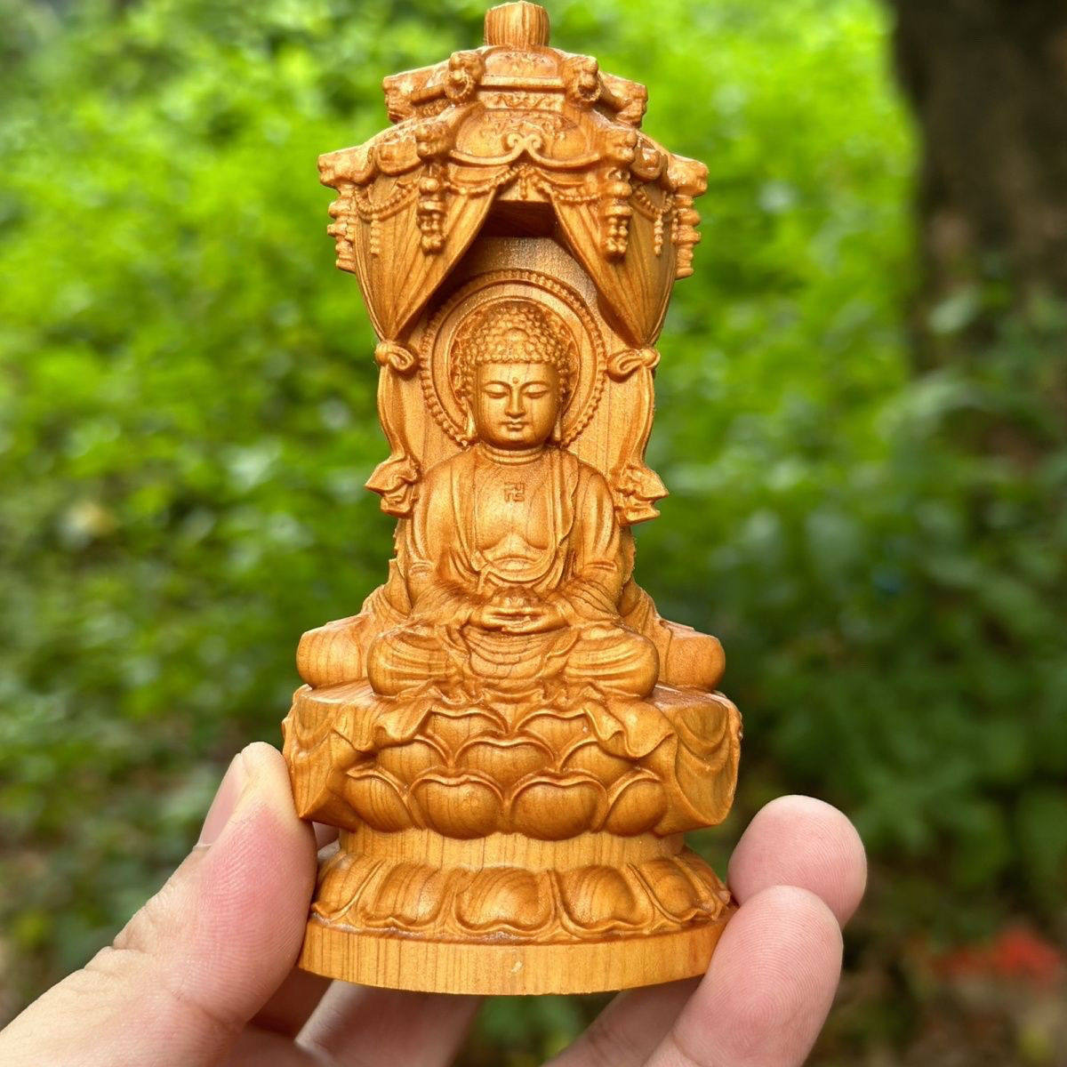 崖柏木雕西方三圣人物佛像摆件阿弥陀佛大势至菩萨净瓶观音工艺品
